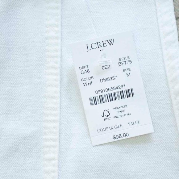 NWT J. Crew Denim Cutoff Overalls in White size M - Picture 8 of 9